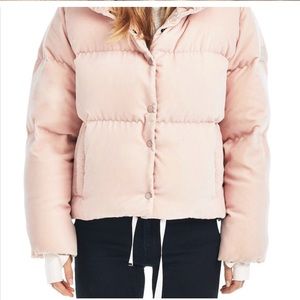 SAM. Sofia Velvet Puffer Jacket Light Pink Size XS